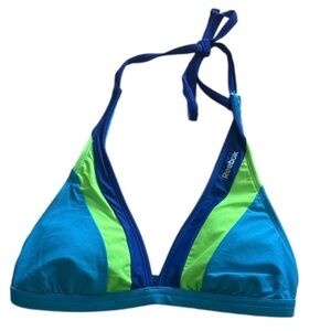 Reebok Blue, Navy & Lime Green Triangle Bikini Top Size S